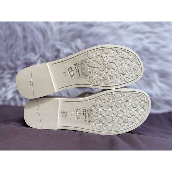 COACH Women's Everette Leather Slip On Sandals - Chalk 9.5B - Picture 5 of 11